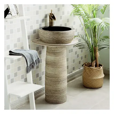 Kaolin Clay Pedestal Basin Washbowl without Waste & Tap Outdoor and Indoor