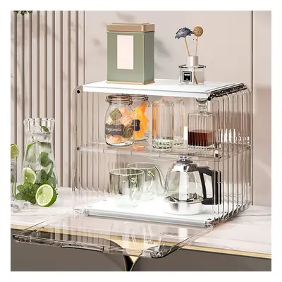 Modern 2-Tier Warm White & Transparent Storage Rack Acrylic Storage Adjustable Shelf La