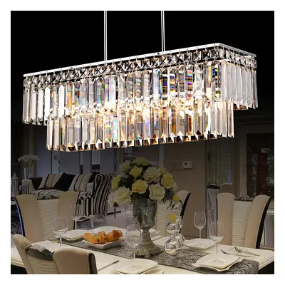 Luxury Radiant Prismatic Clear Crystal 3-Light Pendant Light in Chrome