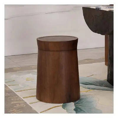 Small Cottage Round Wood Side Table Tray Top in Walnut