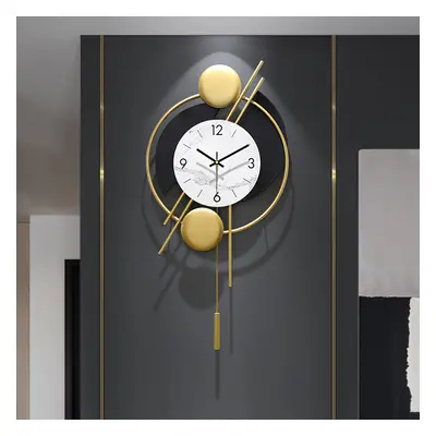 Modern Distinctive Metal Wall Clock with Gold Pendulum