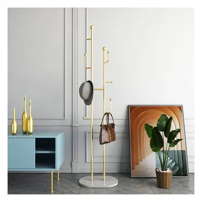 1700mm Gold Standing Coat Stand with 7 Hooks Faux Marble Base Hallway Clothing Stand