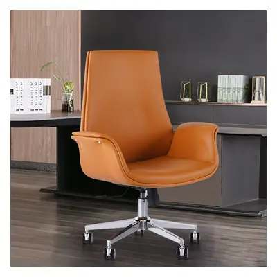 Orange Office Chair for Desk Upholstered PU Leather Swivel Task Chair