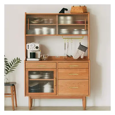 Prosy Mid-Century Modern Natural Sideboard with 3 Doors & 3 Shelves & 4 Drawers in Large