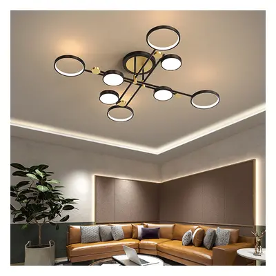 Nordic Style Semi Flush Mount Lighting Gold/Black Ceiling Light Fixture LED Ring