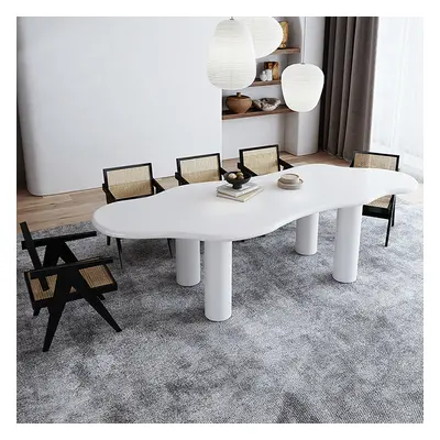 Irregular Dining Table 4-Leg 71" for 6 Person Japandi White