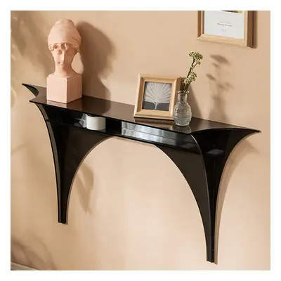 1200mm Floating Wall Mounted Acrylic Console Table Narrow Black Entryway Table with Open Storage