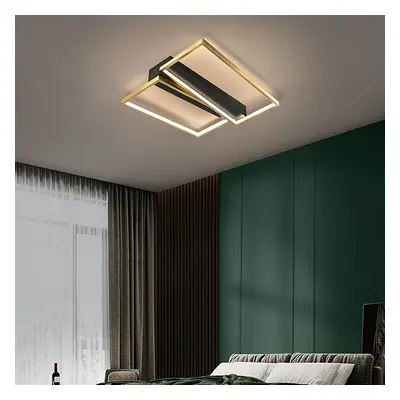 Modern Geometric LED Flush Mount Light in Gold & Black for Living Room and Bedroom