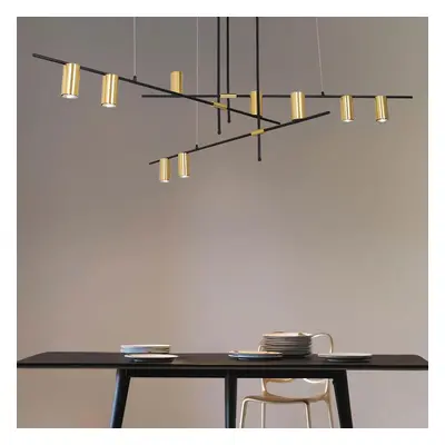 Minimalist Gold Cylinder Branch Pendant 9-Light in Metal Black