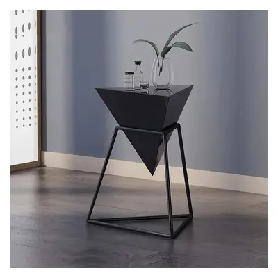 Geometric Wood End Table Modern Black Accent Side Table