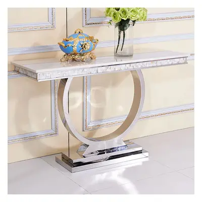 Modern 1600mm Rectangle Console Table with Sintered Stone Top & Chrome Base