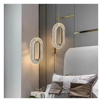 Ovated Gold Ring Pendant Light 1-Light LED Lighting with Adjustable Cable