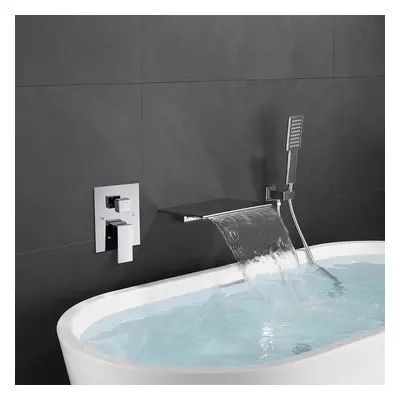 Wall Mount Bath Tap Solid Brass Single Lever Handle in Chrome