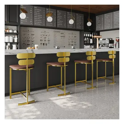 Modern PU Leather Brown Counter Stools with Back Breakfast Kitchen Bar Stool