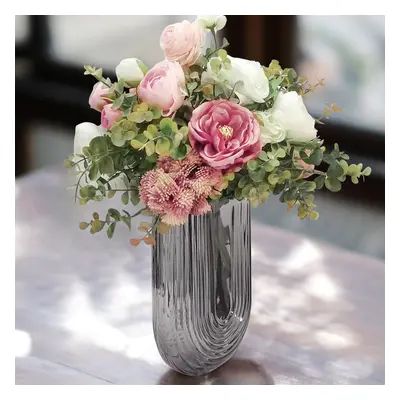 Natural Pink Artificial Flower Arrangement in Vase Fake Flower Dining Table Centerpiece