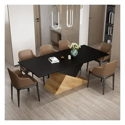 6~8 Seater Black Rectangular Dining Table Solid Wood Dinner Table