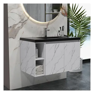 700mm Faux Marble Wall-Hung Bathroom Vanity with Top Stone Slate Countertop & Basin