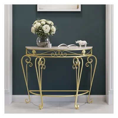 French Country Metal Console Table Classical Gold Frame Entryway Table