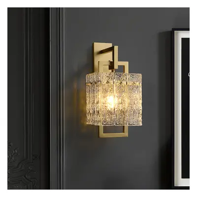 Jewell Modern 1-Light Brass Decorative Wall Sconce with Water-ripple Glass Shade