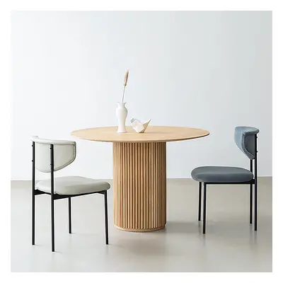 Round Small Dining Table Natural Wood Tabletop for 2 Person Japandi