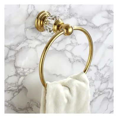 Charles Luxurious Clear Crystal Solid Brass Wall Mount Bathroom Round Towel Ring