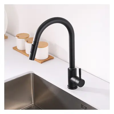 Matte Black Touch Kitchen Faucet Stainless Steel Pull Out Spray Single Handle