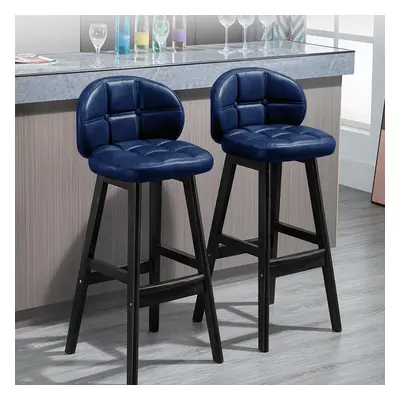 Green PU Leather Bar Height Bar Stools with Back Set of 2 Rustic Bar Stool