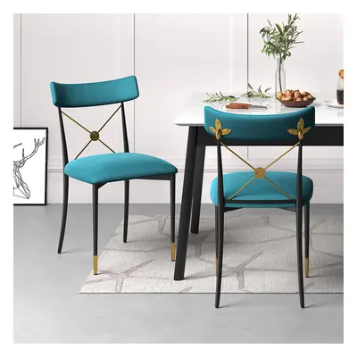 Empire Style Upholstered Cross Back Green Side Chair Dining Chair