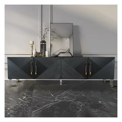 Modern Black 2000mm Wood TV Stand with 4 Doors Acrylic Leg Media Console