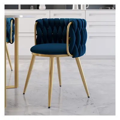 Sweave Nordic Dining Chairs Velvet Upholstery Blue Barrel Back Round Accent Dining Room Chairs