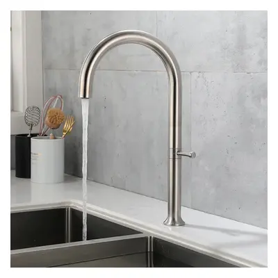 Swivel Control Modern Kitchen Tap Single Handle Stainless Steel in Brushed Nickel