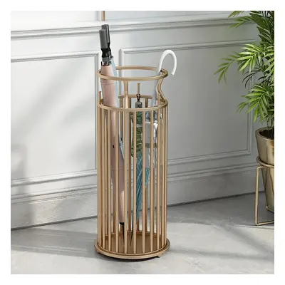 220mm Dia Chic Golden "Marble Pillar" Style Umbrella Stand in Metal