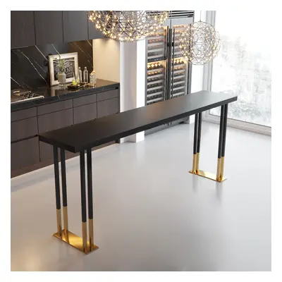 Hover 1600mm Black Rectangle Bar Table Indoor in Gold Legs