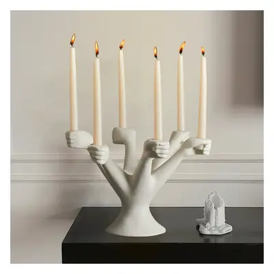 Postmodern 6 Arm Large White Resin Candelabra Candle Holder Creative Torchbearer Decor