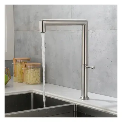 Modern Single Handle Swivel Control Kitchen Tap Stainless Steel in Brushed Nickel