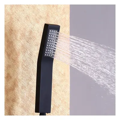 Modern Matte Black Square Handheld Hand Shower Head Solid Brass