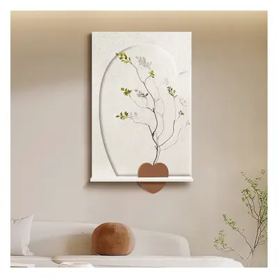 3D Abstract 700mm Japandi Wall Art Sculpture Decor With Shelf & Vase Living Room Bedroom