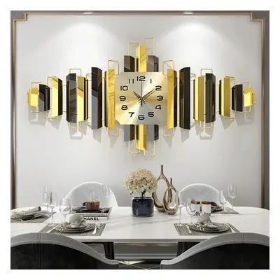 3D Modern Metal Wall Clock Geometric Home Wall Decor in Black & Gold For Living Room