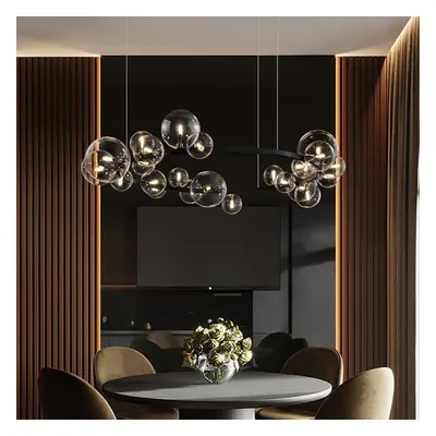 Bubi Modern Black Glass Bubble Chandelier 24-Light for Living Room and Dining Room