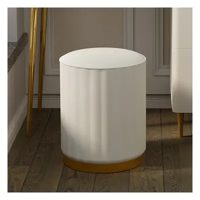 Modern White Round PU Leather Upholstered Backless Vanity Stool