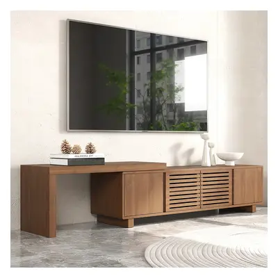 Extendable Grille-Inspired Walnut TV Stand with Storage(1600mm-2100mm)