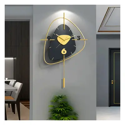 640mm Black Creative Scandinavian Wall Clock Metal Pendulum Home Clock for Living Room