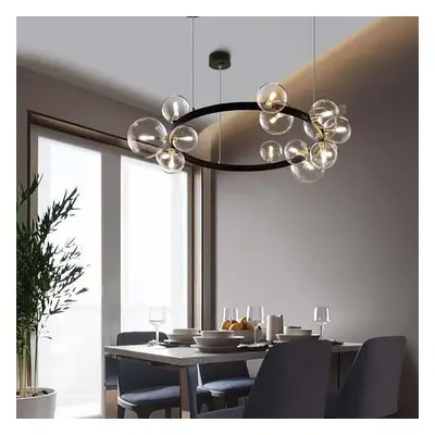 Bubi Modern Black Glass Bubble Chandelier 15-Light for Living Room and Dining Room