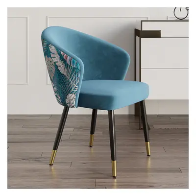 Modern Velvet Dining Chairs Upholstered Blue Dining Room Chairs with Arm