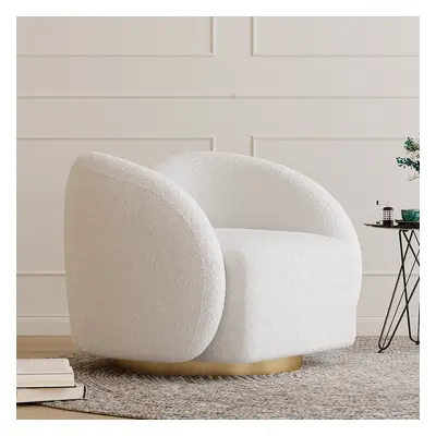 Modern White Swivel Accent Chair Cloud Boucle Lounge Chair