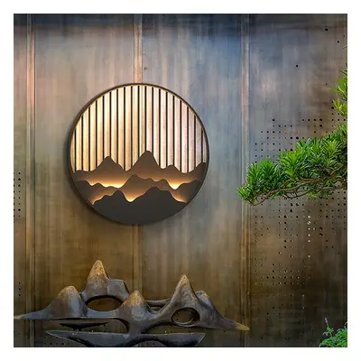 Outdoor Flush Mounted Wall Lighting Sconces LED Circle Layered Mountain Pattern