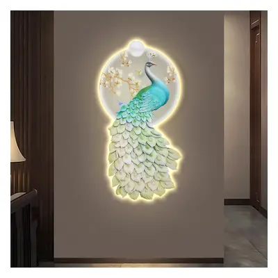 800mm LED Acrylic Peacock Wall Art Modern Abstract Geometric Decor USB Charging