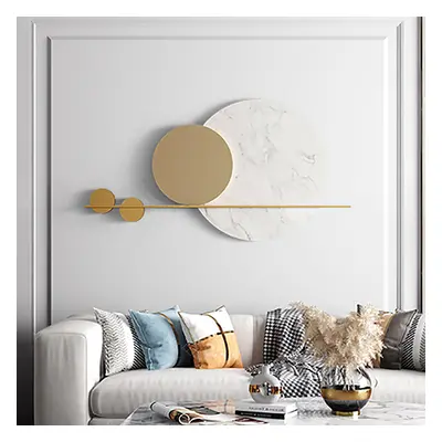 1200mm Modern Geometric Wall Decor Round Metal Wall Art in Gold & White for Living Room