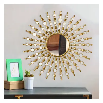 700mm Glam Metal Round Gold Wall Mirror Sun Shine Home Decor for Living Room