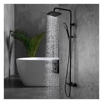 Modern Exposed Rainfall Thermostatic Shower Fixture with Hand Shower in Matte Black